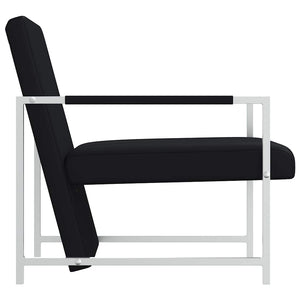 Sessel 2 Stk. Verchromtes Gestell Schwarz Kunstleder