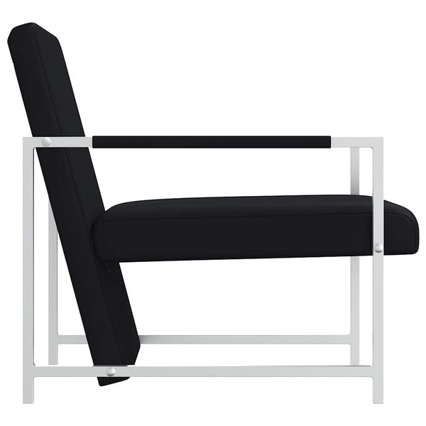 Sessel 2 Stk. Verchromtes Gestell Schwarz Kunstleder