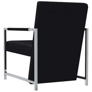 Sessel 2 Stk. Verchromtes Gestell Schwarz Kunstleder