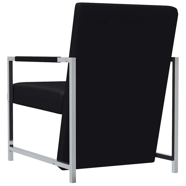 Sessel 2 Stk. Verchromtes Gestell Schwarz Kunstleder
