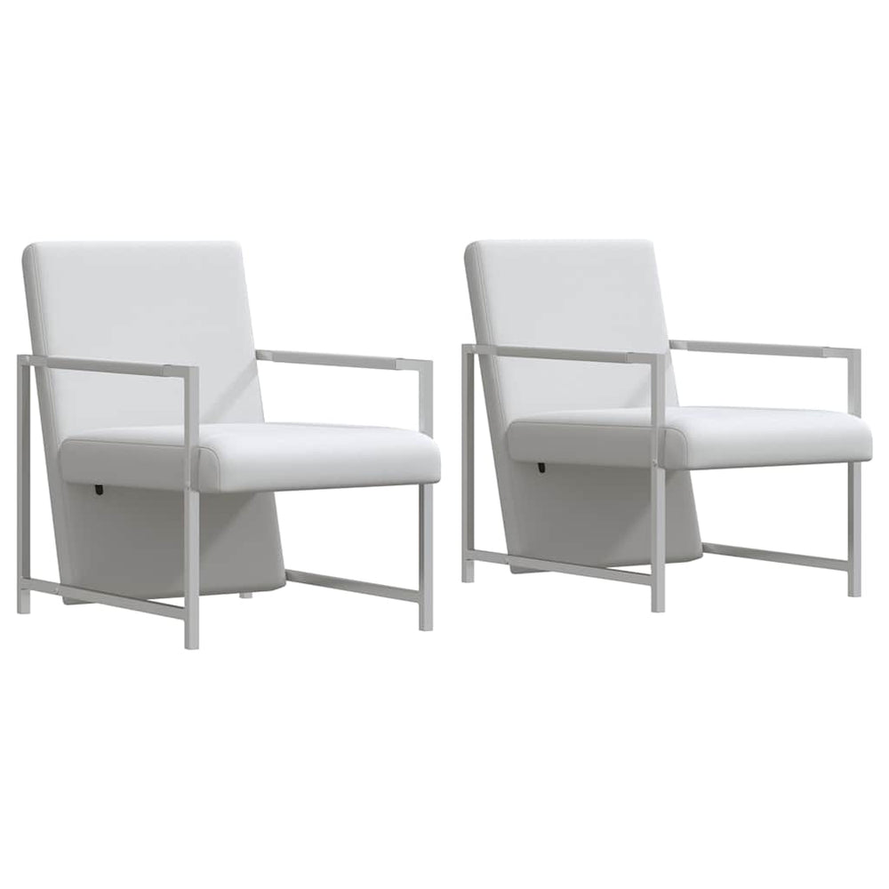 vidaXL Armchairs 2 pcs. Chrome Frame White Faux Leather