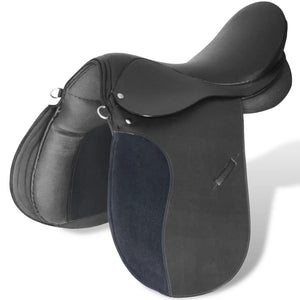Pferdesattelset 17,5" Echtes Leder Schwarz