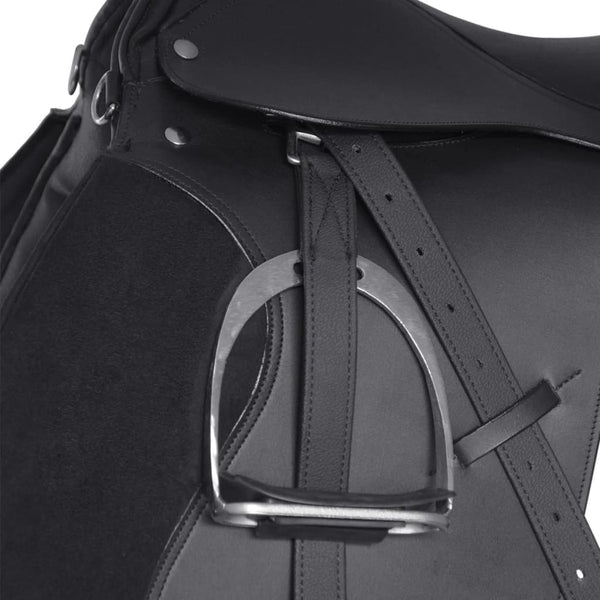 Pferdesattelset 17,5" Echtes Leder Schwarz