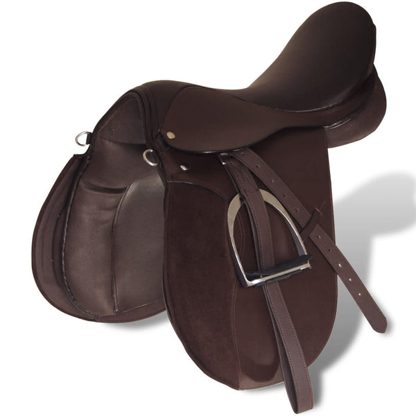 Pferdesattel Set 17,5" Leder Braun 5-in-1