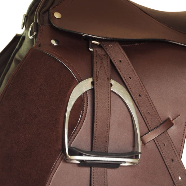 Pferdesattel Set 17,5" Leder Braun 5-in-1
