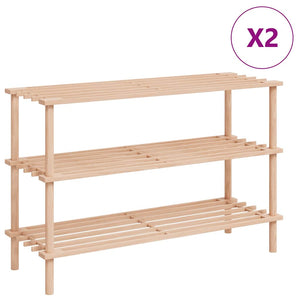 Massivholz Schuhregal 3 Böden, 2er Set