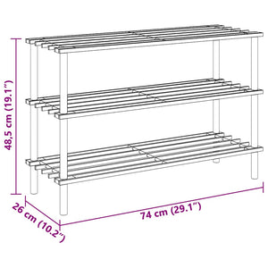 Massivholz Schuhregal 3 Böden, 2er Set