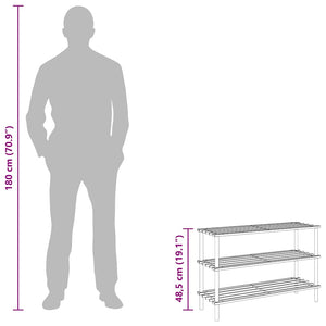 Massivholz Schuhregal 3 Böden, 2er Set
