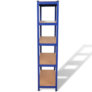 Lagerregal mit 5 Böden Blau Stahl & Holzwerkstoff