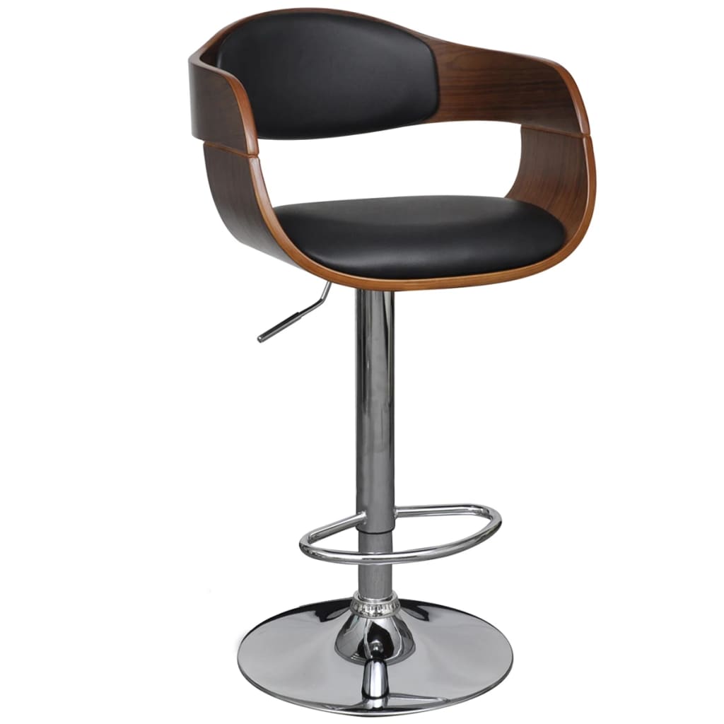 vidaXL Tabouret de bar en bois courbé et similicuir