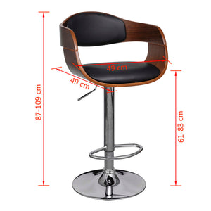 vidaXL Tabouret de bar en bois courbé et similicuir