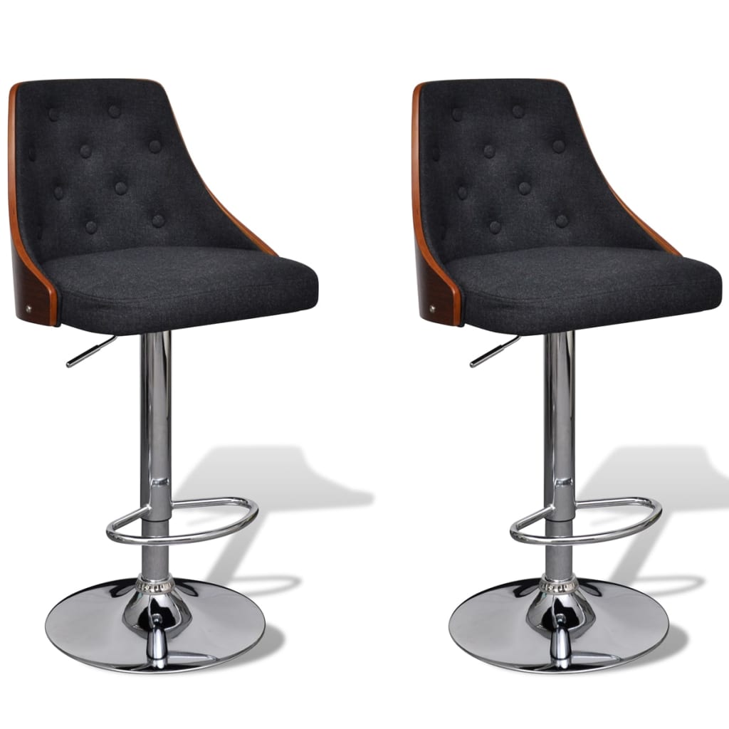 2er Set Barhocker Bugholz & Stoff
