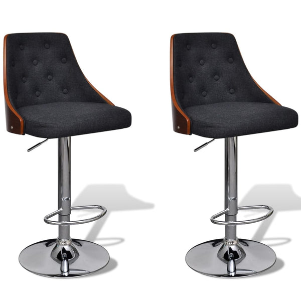 vidaXL Tabourets de bar 2 pcs Bois courbé et tissu