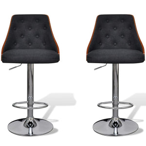 vidaXL Tabourets de bar 2 pcs Bois courbé et tissu