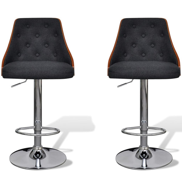 vidaXL Tabourets de bar 2 pcs Bois courbé et tissu
