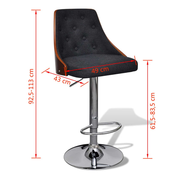 vidaXL Tabourets de bar 2 pcs Bois courbé et tissu