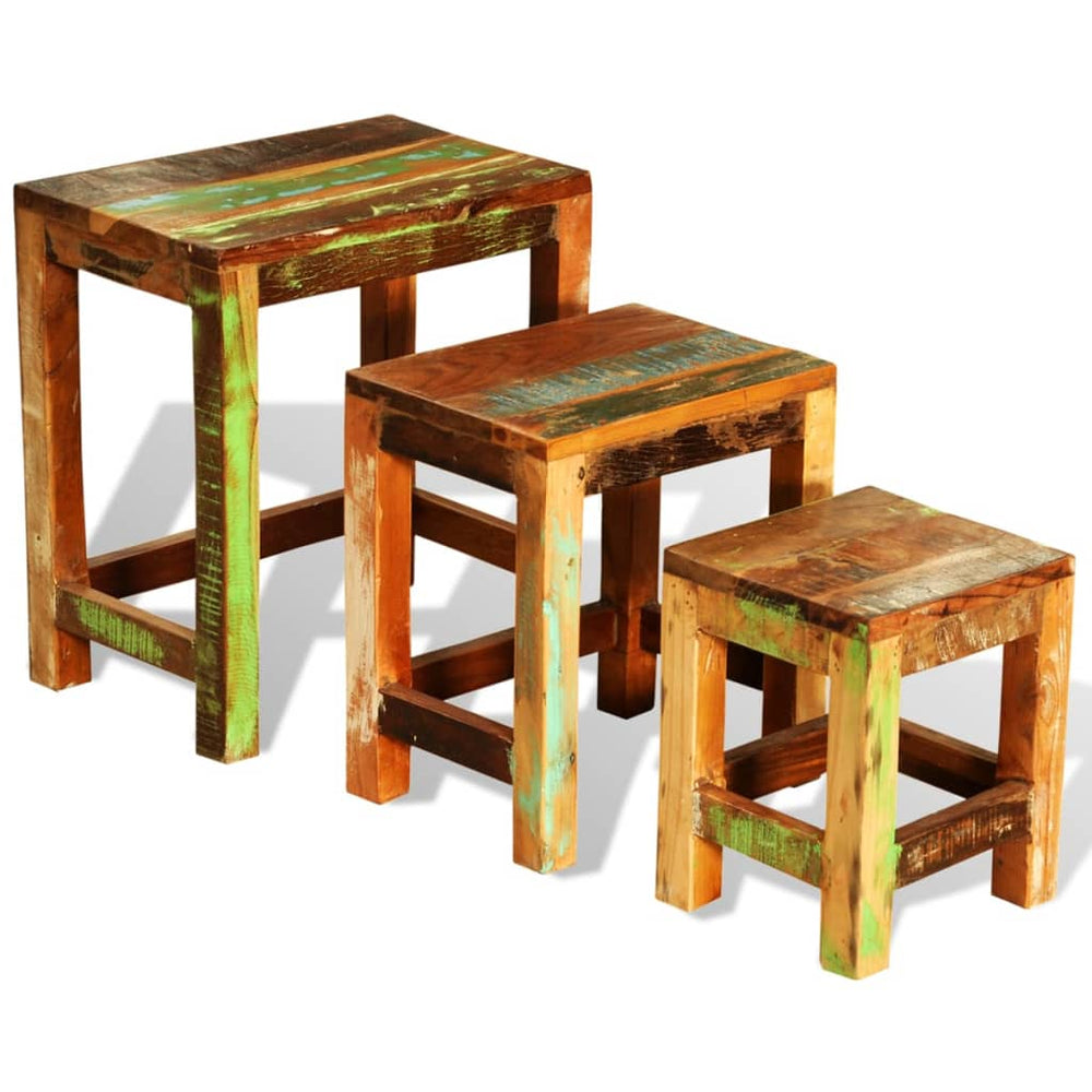 3er Satztisch Set Vintage Altholz