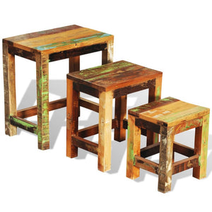 3er Satztisch Set Vintage Altholz