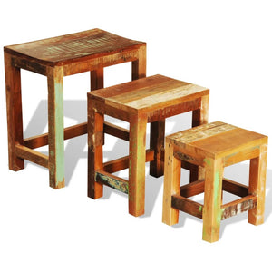 3er Satztisch Set Vintage Altholz