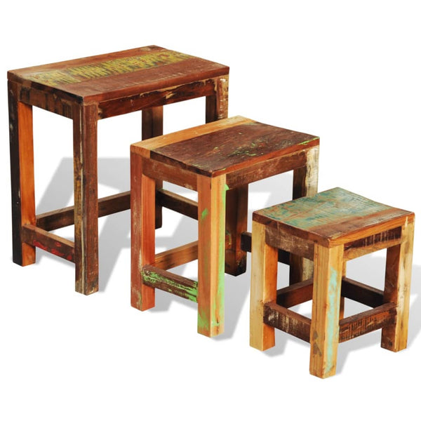3er Satztisch Set Vintage Altholz