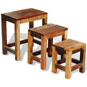 3er Satztisch Set Vintage Altholz
