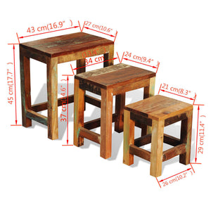 3er Satztisch Set Vintage Altholz