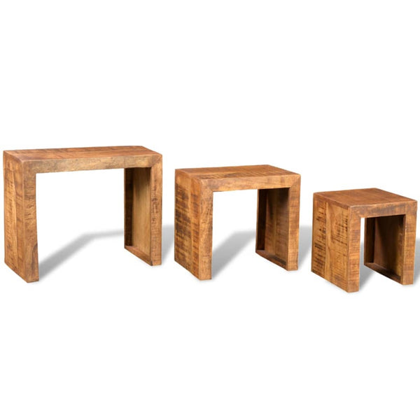 vidaXL Tables gigognes 3 pcs. Bois de manguier massif