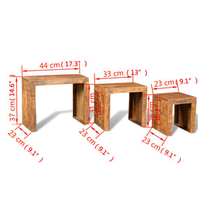 vidaXL Tables gigognes 3 pcs. Bois de manguier massif