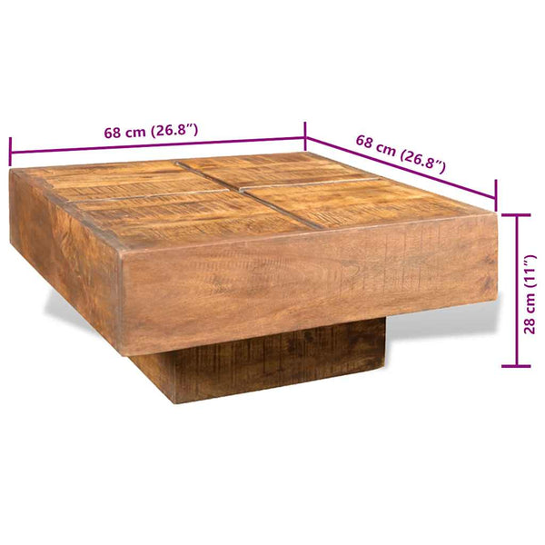 Quadratischer Couchtisch Mango Massivholz Braun