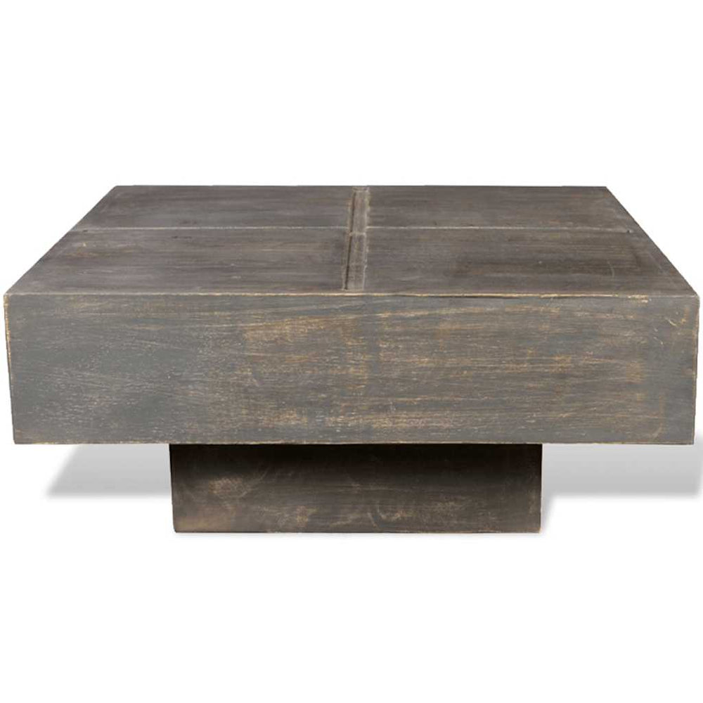 Quadratischer Couchtisch Dunkelbraun Mango Massivholz