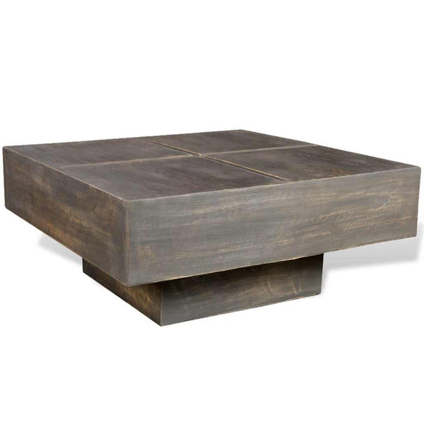 Quadratischer Couchtisch Dunkelbraun Mango Massivholz