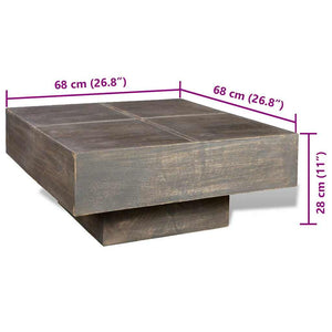 Quadratischer Couchtisch Dunkelbraun Mango Massivholz