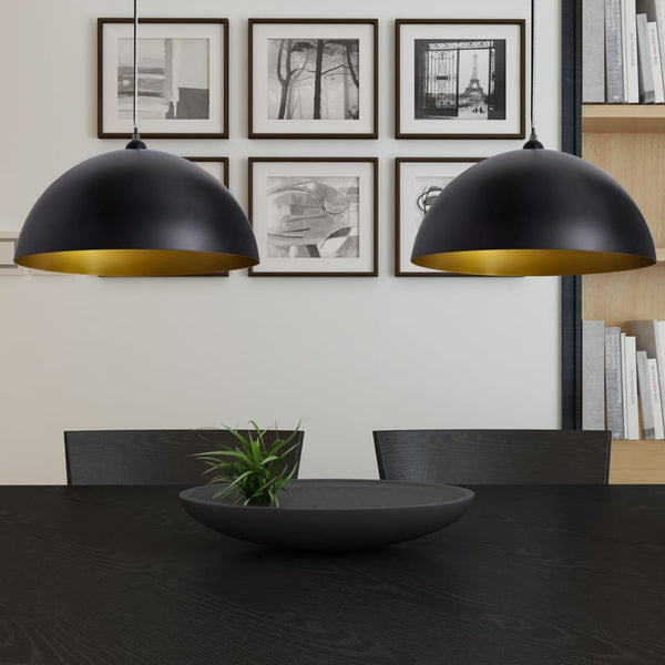 Schwarze Pendelleuchte, 2er Set, Höhenverstellbar