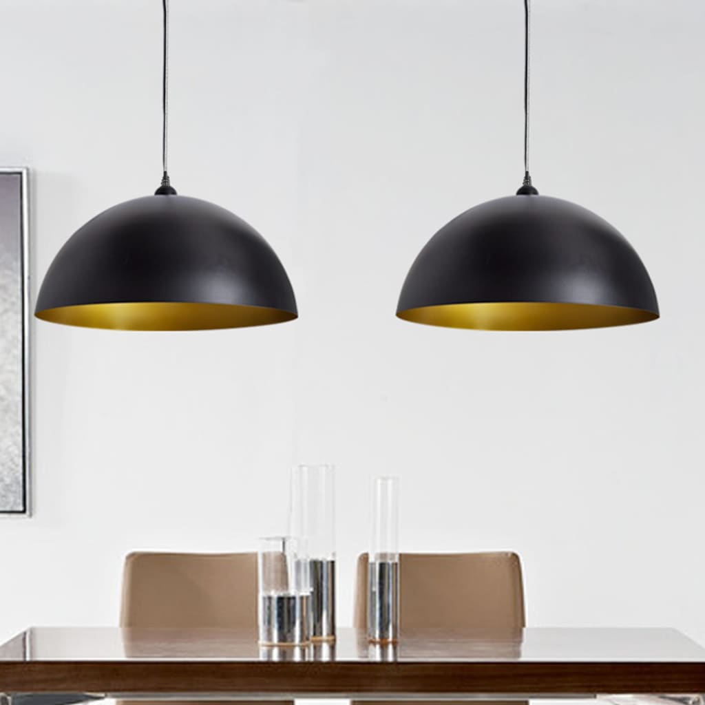Schwarze Pendelleuchte, 2er Set, Höhenverstellbar