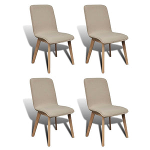 Esszimmerstühle 4er Set Beige Stoff Eiche Massivholz