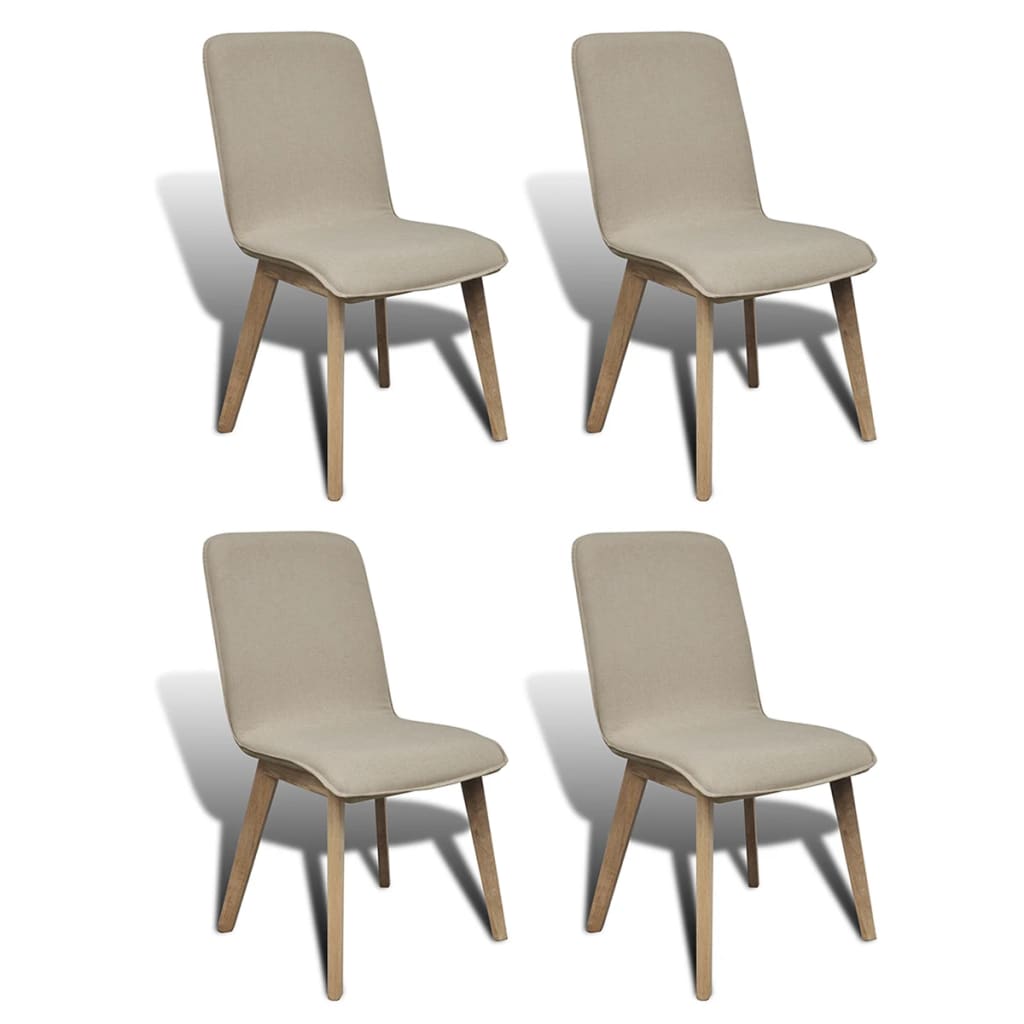Esszimmerstühle 4er Set Beige Stoff Eiche Massivholz
