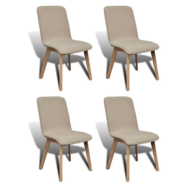 Esszimmerstühle 4 Stk. Beige Stoff und Massivholz Eiche