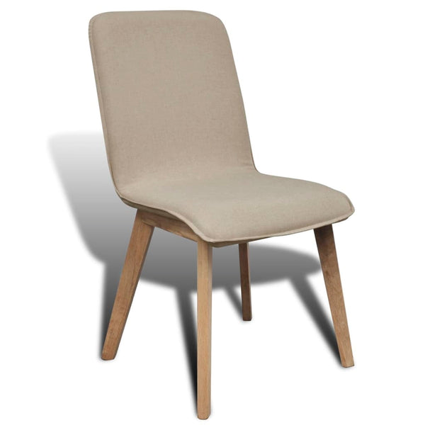 Esszimmerstühle 4er Set Beige Stoff Eiche Massivholz