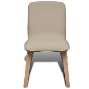 Esszimmerstühle 4er Set Beige Stoff Eiche Massivholz