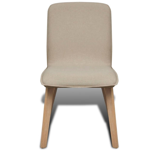 Esszimmerstühle 4er Set Beige Stoff Eiche Massivholz