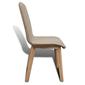 Esszimmerstühle 4er Set Beige Stoff Eiche Massivholz