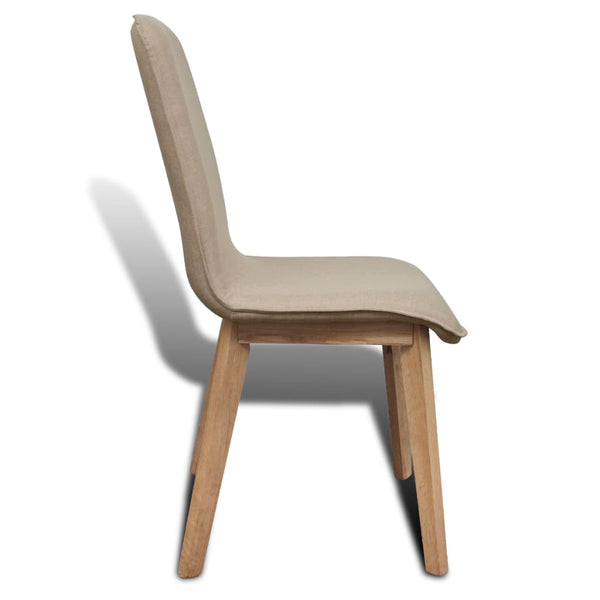Esszimmerstühle 4er Set Beige Stoff Eiche Massivholz