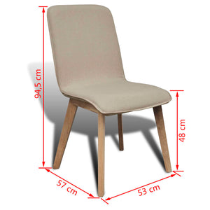 Esszimmerstühle 4er Set Beige Stoff Eiche Massivholz