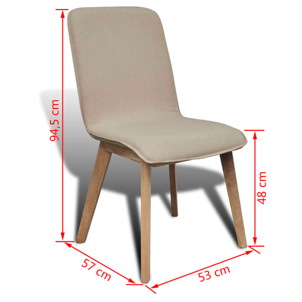 Esszimmerstühle 4er Set Beige Stoff Eiche Massivholz