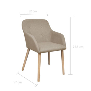 Esszimmerstühle 2er Set Beige Eiche Massivholz