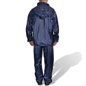 Blaue Regenbekleidung für Männer 2-teilig mit Kapuze Größe XL