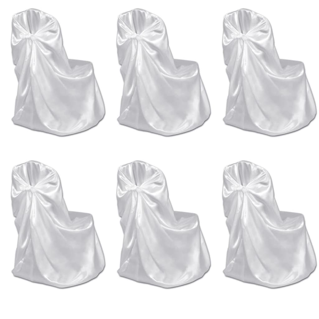 6er Set Stuhlhussen Weiß für Hochzeit & Bankett
