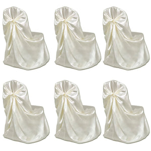 6er Set Stuhlhusse Creme für Hochzeit