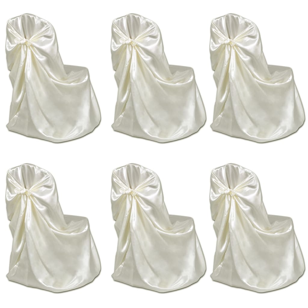 6er Set Stuhlhusse Creme für Hochzeit