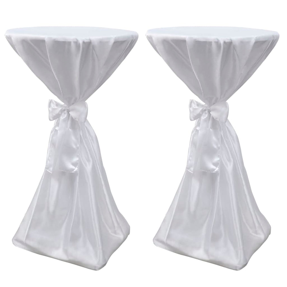 2 x housses de table mange-debout blanches 80 cm